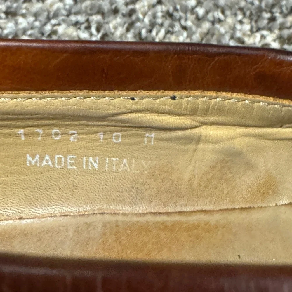 Johnston & Murphy SZ 10 Mens Brown Leather Kiltie Tassel Loafers Made in Italy